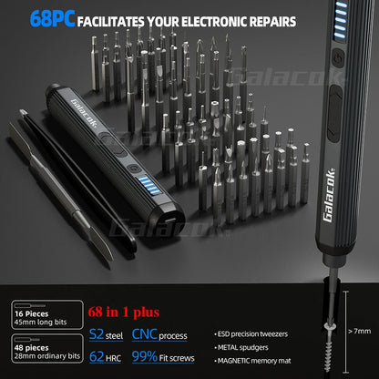 68 IN 1 Precision Electric Screwdriver Set 5 Levels Adjustable Comes Fill Light Professional Mobile Phone IPad Repair Tool