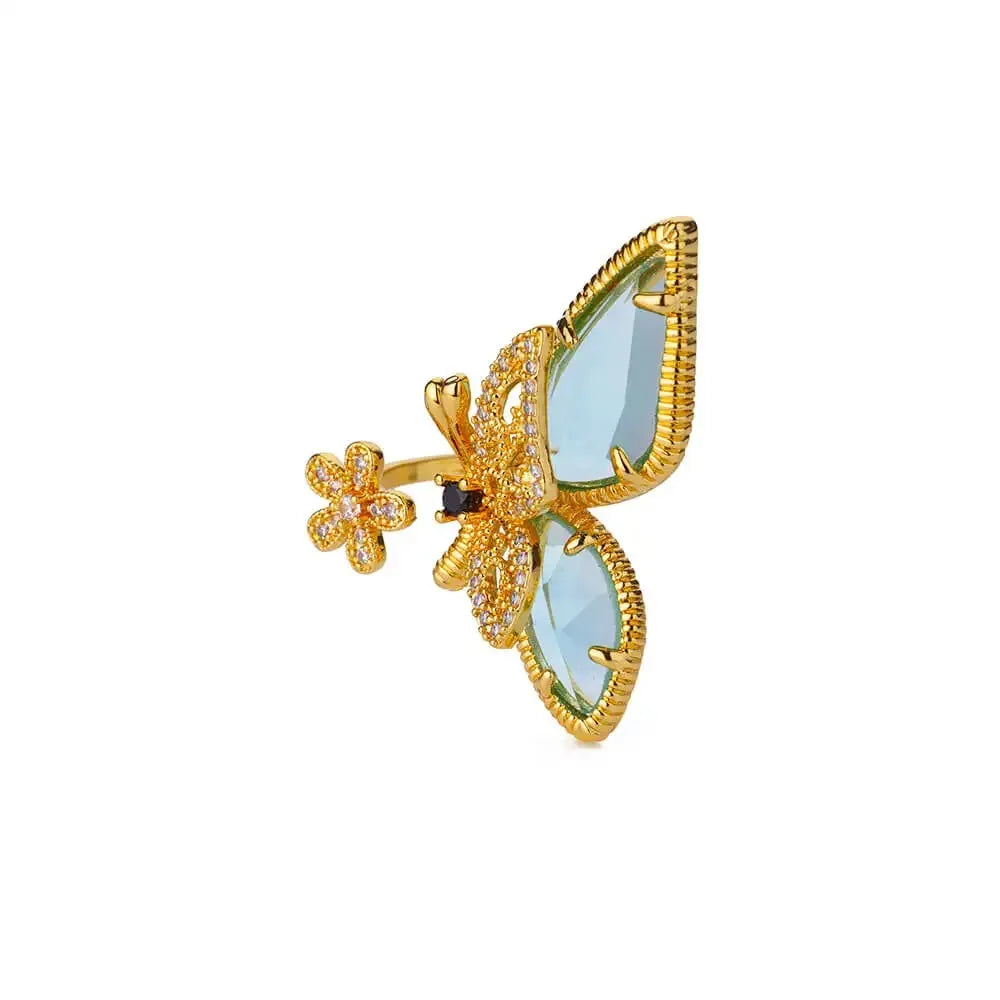 Cute Butterfly Rings For Women Gold Color Stainless Steel Geometric Opening Butterfly Ring Aesthetic Wedding Christmas Jewelry