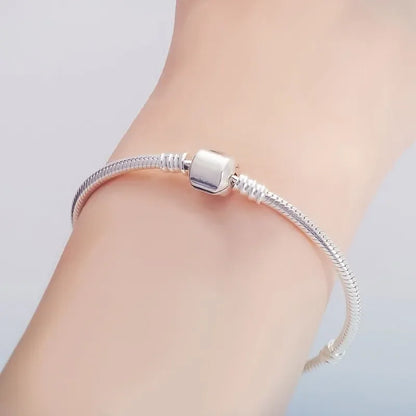 Handmade Original Fine Jewelry 925 Silver Charm Bracelet Soft Smooth Snake Bone Bracelets for Women