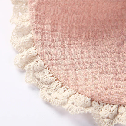 3Pcs/Set Solid Muslin Cotton Bamboo Baby Bib Tassel Lace Boy Girl Feeding Drool Saliva Towel Burp Cloth Adjustable Infant Scarf