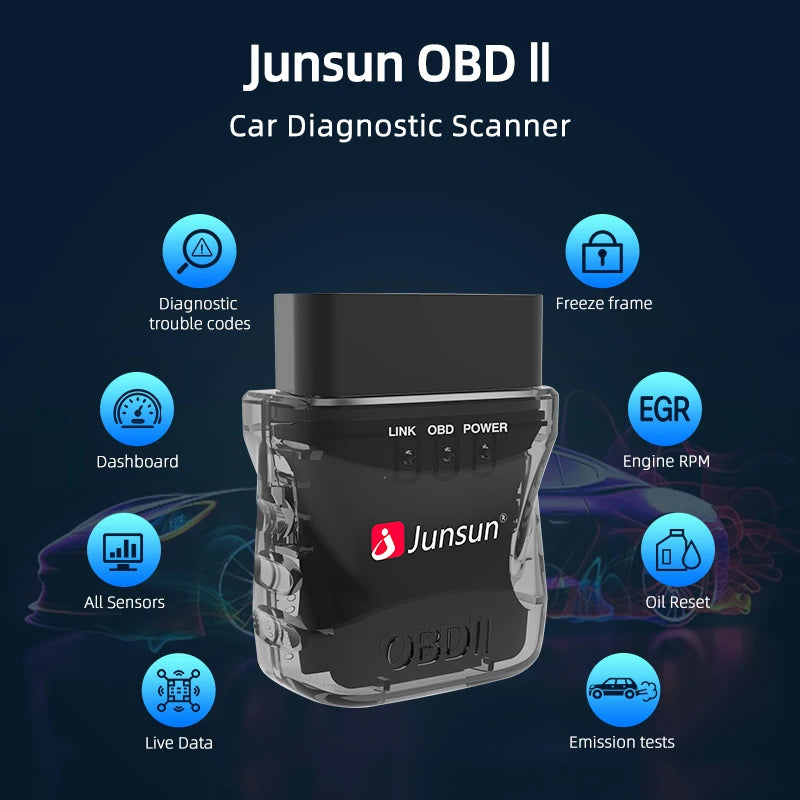 Junsun Auto Scanner Mini ELM327 Bluetooth Adapter OBD2 Car Diagnostic Tool Scanning Tool Android/IOS Car DVD Accessories