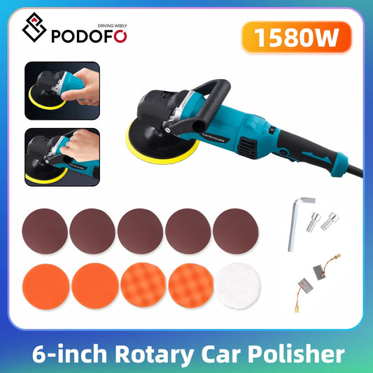 Podofo Car Buffer Polisher 1580W 6inch Car Polisher 7 Variable Adjustable Speeds Car Polishing Machine for Car Detailing Waxing