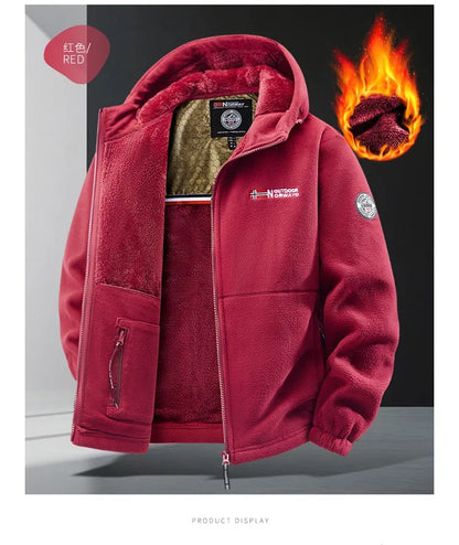 Autumn and Winter New Retro Trendy Jacket Men's Double Sided Polar Fleece Business Leisure Outdoor Couple Coat Top