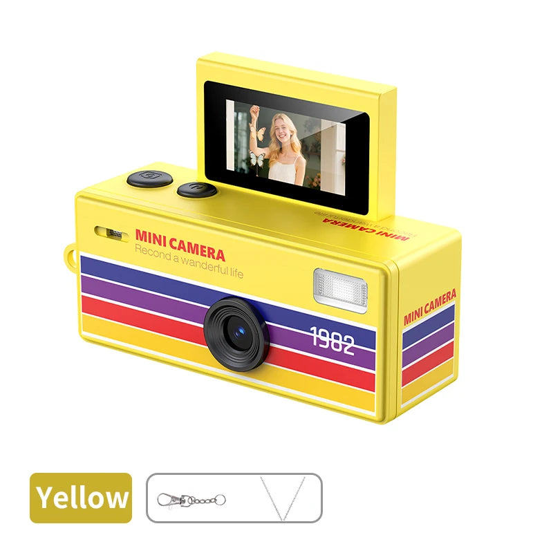 Ourlife Digital Camera 180° Flip Screen Selfile Keychain Camera Retro Support Memory Card HD Very Small Camcorder Video Recorder