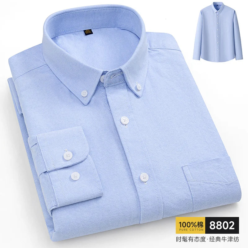 The new 10XL and 11XL oversized Oxford fabric men's shirt is 100% pure cotton, fashionable, casual and business without ironing