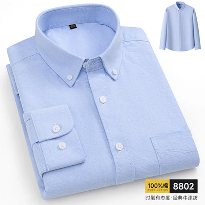 The new 10XL and 11XL oversized Oxford fabric men's shirt is 100% pure cotton, fashionable, casual and business without ironing