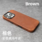 YMW Scratc Crazy Horse Genuine Leather Case for iPhone 17 16 15 Pro Max Magnetic PULL-UP Cowhide Phone Cover