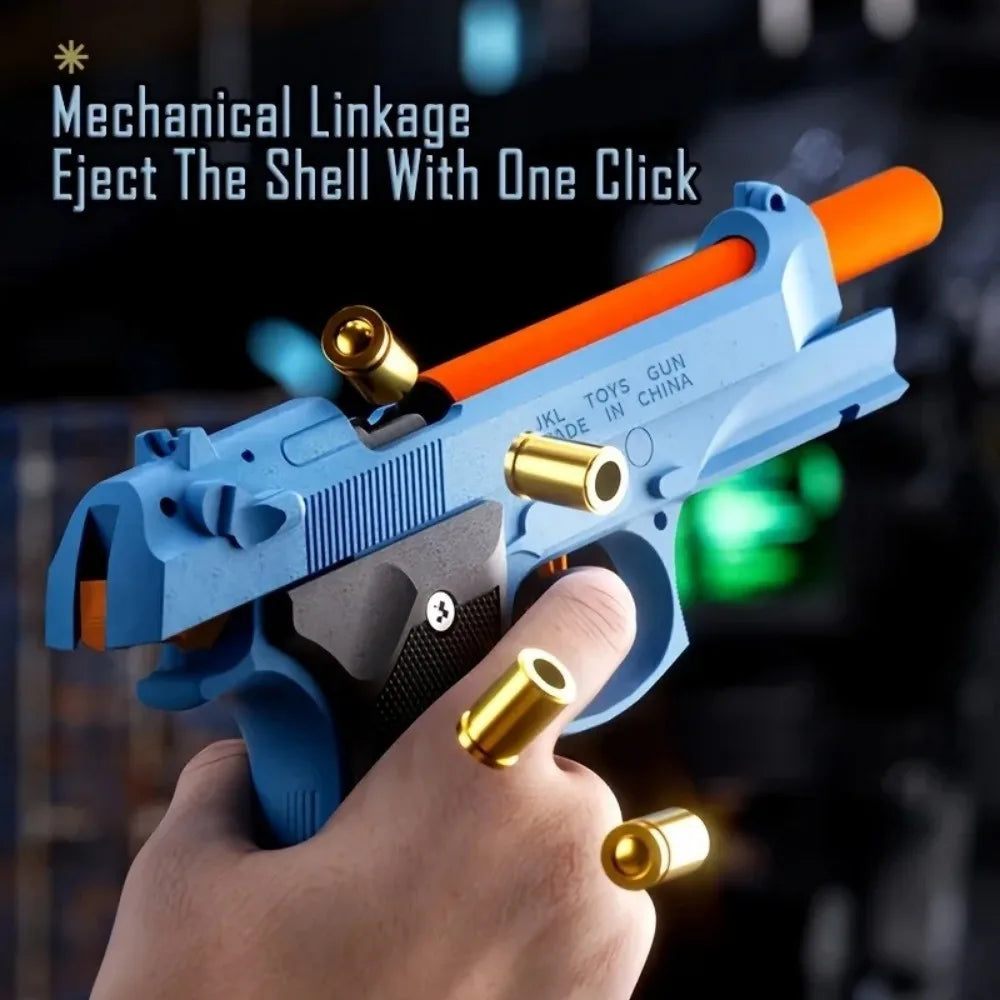 Mechanical G17 Soft Bullet Toy Gun Shell Throwing Continuous Firing Launcher Model Outdoor Sports Shooting Games for Children