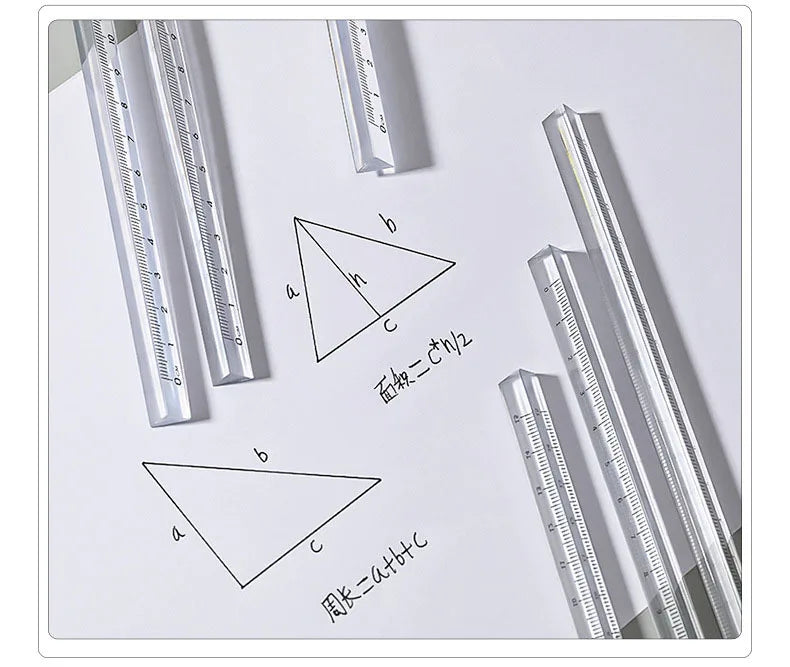 15cm /20 Cm Simple Transparent Triangular Straight Ruler Kawaii Tools Stationery Cartoon Drawing Gift Office School Measuring