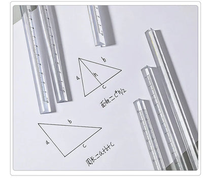 15cm /20 Cm Simple Transparent Triangular Straight Ruler Kawaii Tools Stationery Cartoon Drawing Gift Office School Measuring