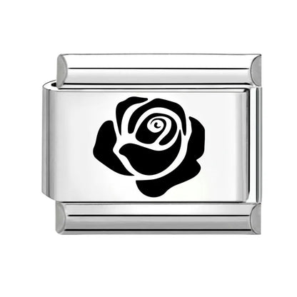 Laser Engraving Cute Cartoon Black Playing Cats Italian Charm Links Fit 9mm Stainless Steel Bracelet Men Women DIY Making Gifts
