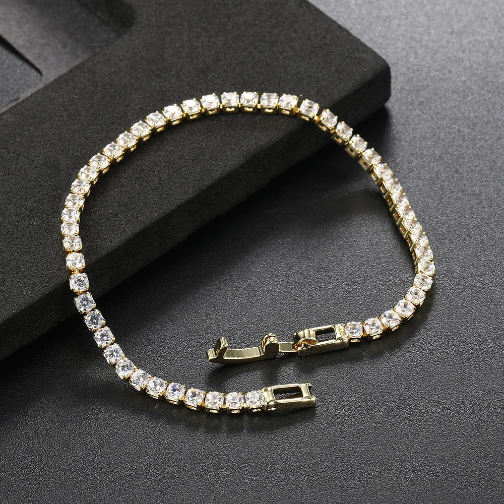 Fashion Multicolor Tennis Bracelet for Women 2.5/3/4/5mm Zirconia Charm Designer Tennis Chain Men Bracelet Wedding Jewelry KC128