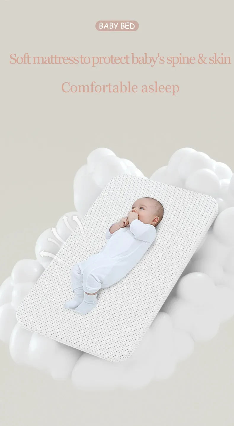 Electric Baby Crib Bassinet Cradle Bluetooth Music Timer with Automatic Swing Remote Control Foldable Design Breathable Mesh Sides Soft Mattress Stable Frame Safe Sleeping Bed for Newborn Infant Home Use and Travel Comfort Ba