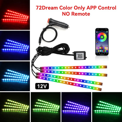 Car Interior Light Ambient Light with USB Cigarette Decorative Lamps RGB Car Footwell Light with Remote/Voice Control