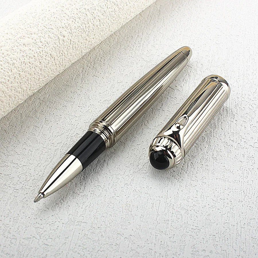 Luxury Big Barrel Rollerball Pen with Silver Clip Smooth Writing for Business Gift (Blue Ink) PK Jinhao 159