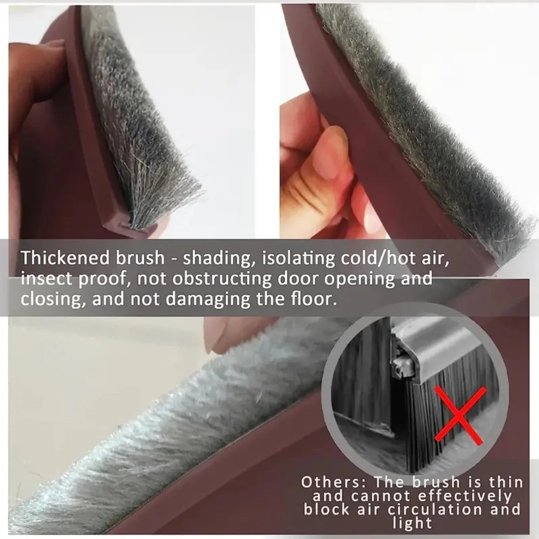 Door Seal Draft Stopper with Brush Reduce Noise, Rubber Door Sweep Breeze Blocker Insect Proof, Dust Proof and Sound Proof Seal