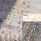 5D Cute Rabbit Love Heart Peach Blossom Flower Yellow Nail Art Stickers Bowknot DIY Self Adhesive Rhinestone Manicure Decals