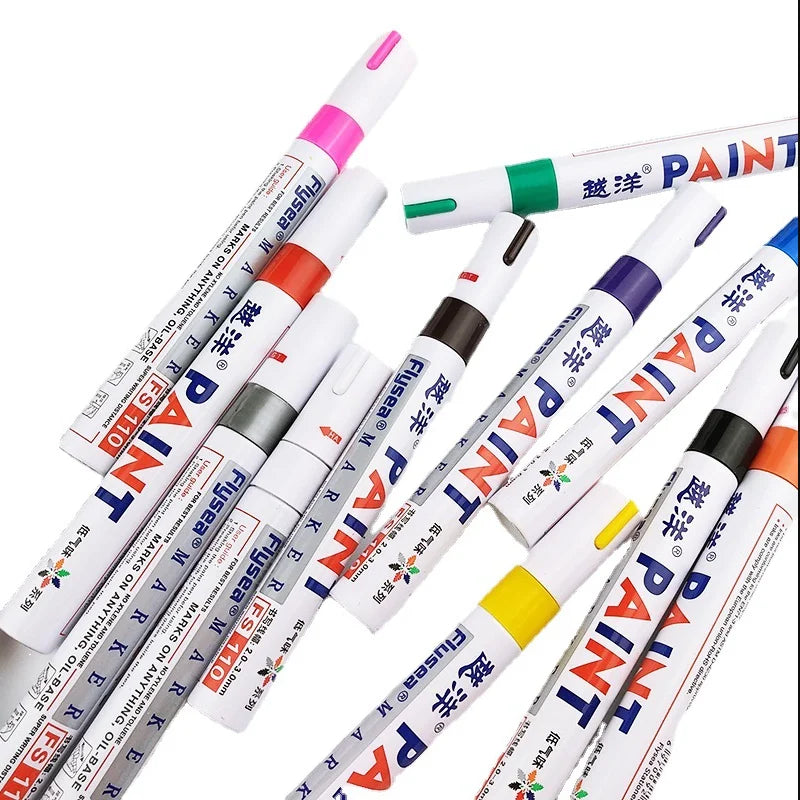 Car Paint Scratches Repair Brush Pen Waterproof Water Paint Marker Pen Car Tire Tread Care Automotive Black White Red Silver