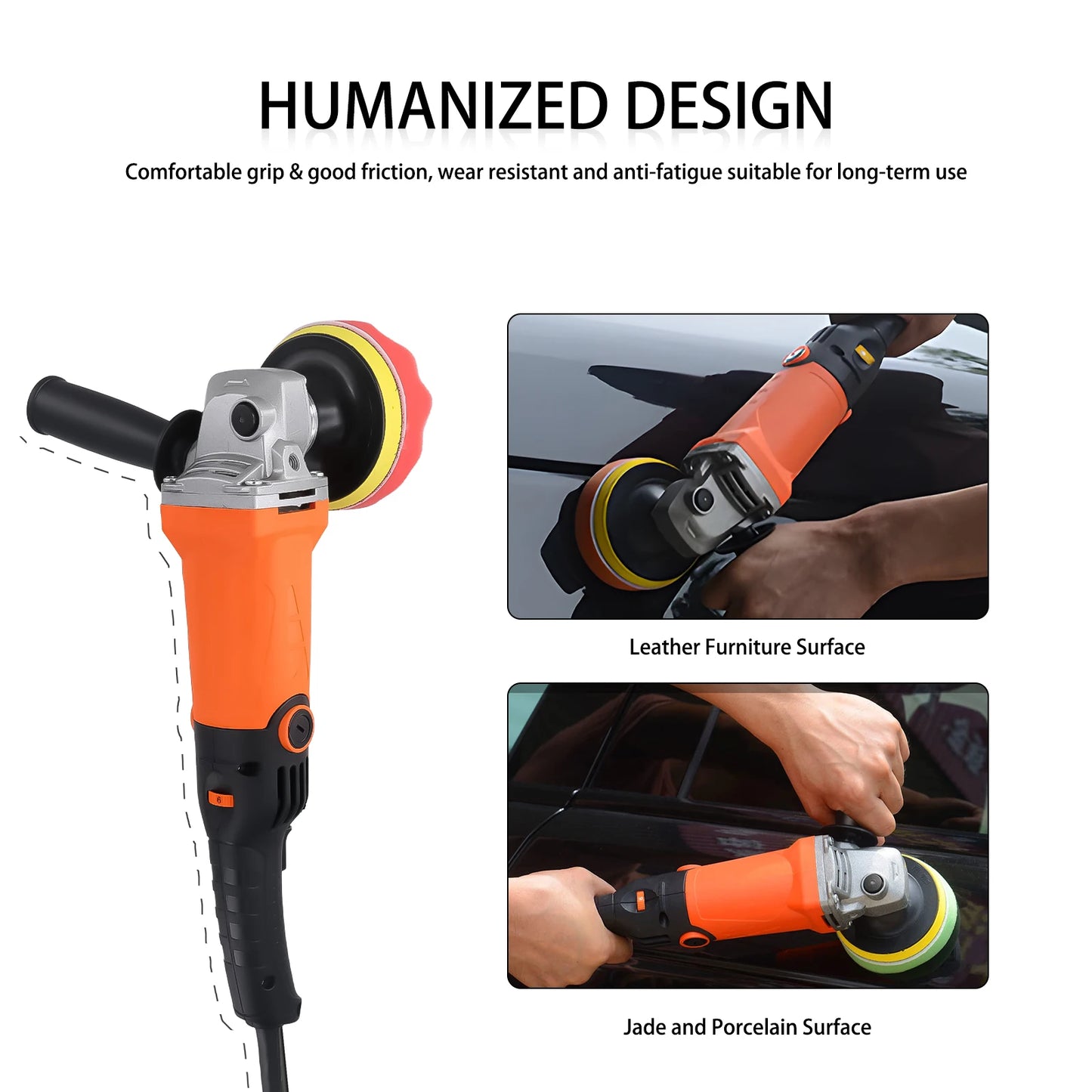 Podofo 8800RPM  Rotary Car Buffer Polisher Waxer 1200W Car Polisher with 14 Sponge Wheels Detachable Handle Perfect for Boat Car Polishing and Waxing