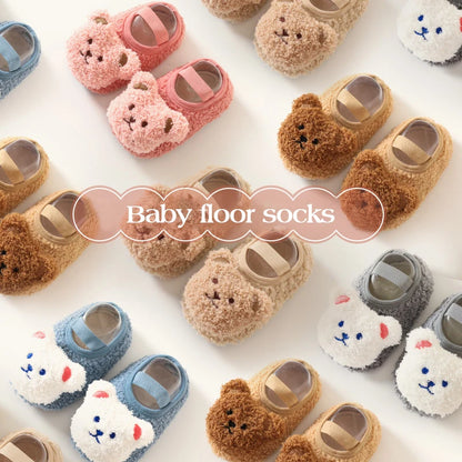 Winter Infant Floor Socks Soft Bottom Anti-slip Newborn Learning Walking Shoes Cute Cartoon Bear Baby Boat Sock Kids Footwear