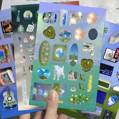 8/16sheets y2k Gen Z Electronic Memories Style Retro Dreamcore Collages Journals Diary Scrapbook Stickers