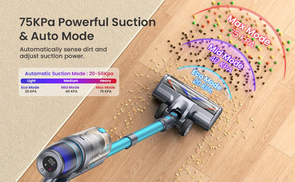 Homore NH007 650W/75KPA Powerful Cordless Vacuum Cleaner with LED Ambient Light, Smart Suction and Self-Standing Design