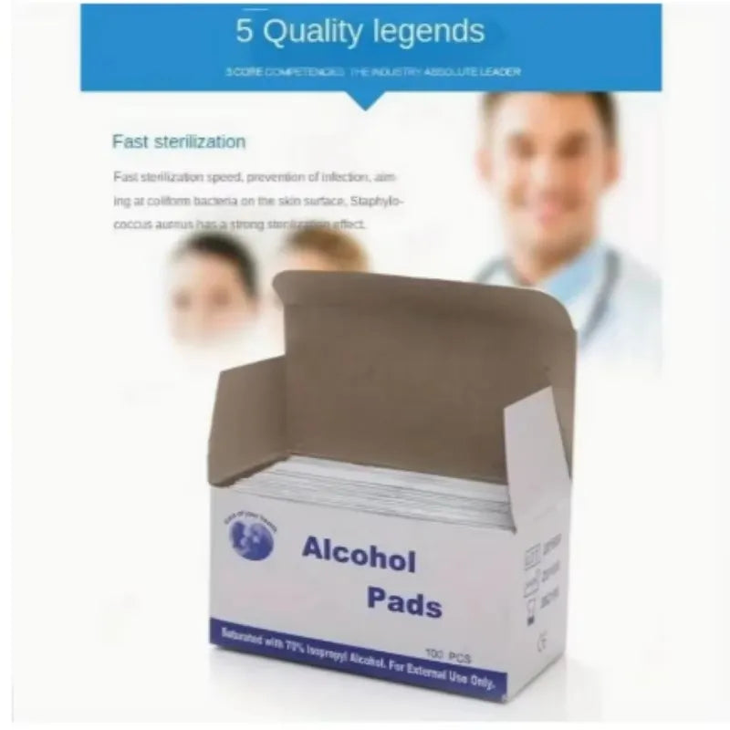 Alcohol Swabs for Skin 75% Wound Disinfection, Convenient to Carry Outdoor Sports Disaster Essential First Aid Box Supplies