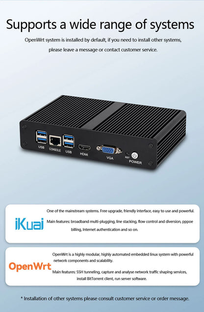 BEBEPC Fanless Mini PC Intel 4415U 6*LAN i211 NICS 1*RS232 3/4G Module Pfsense Firewall Soft Router VPN Sever Linux Win11 Pro