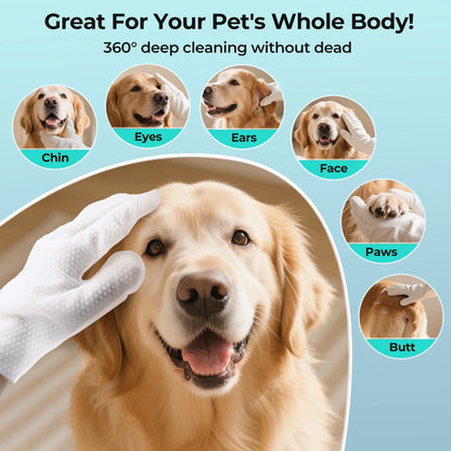 Pet Cleaning Disposable Gloves for Cats And Dogs No-Wash Bathing Hand Sanitizer Pack of 6 for Pet Care