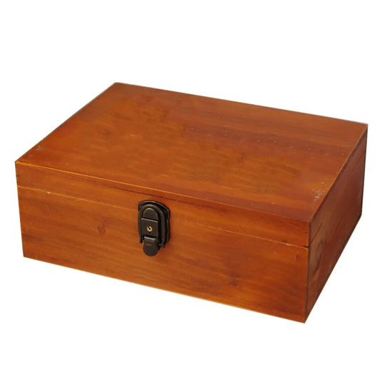 Large Capacity Wooden Storage Box Vintage Exquisite Cosmetics Box with Lock Multi-function Storage Case Collection