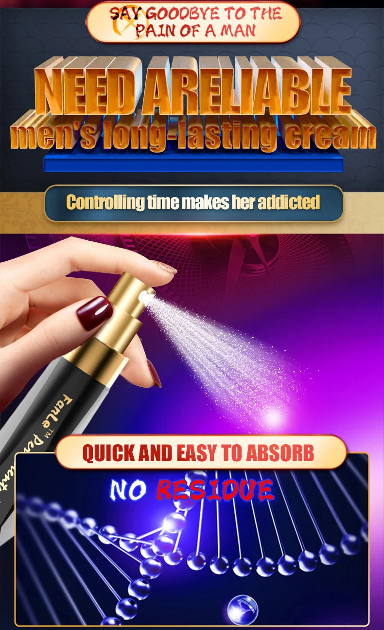 Delay Ejaculation Sex Spray for Men Non-Numbing Male External Use Prolong Penis Enlargment Anti Premature Ejaculation Topical