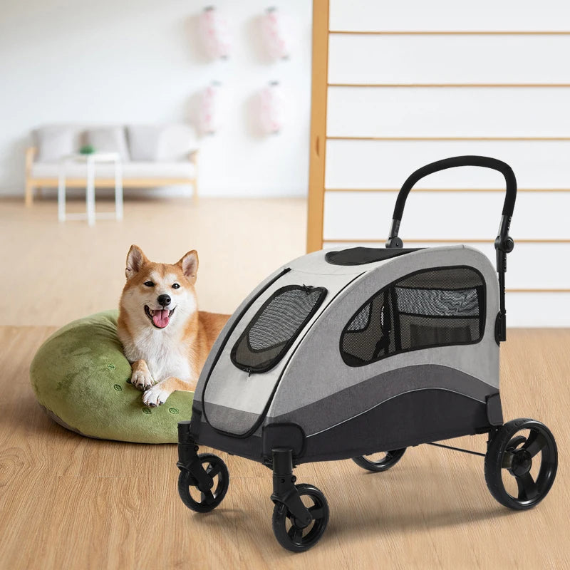Large 4 Wheel Luxury Jogging Travel Pet Stroller Cosy Handle Dog Strollers Pet Trolley For Large Dog