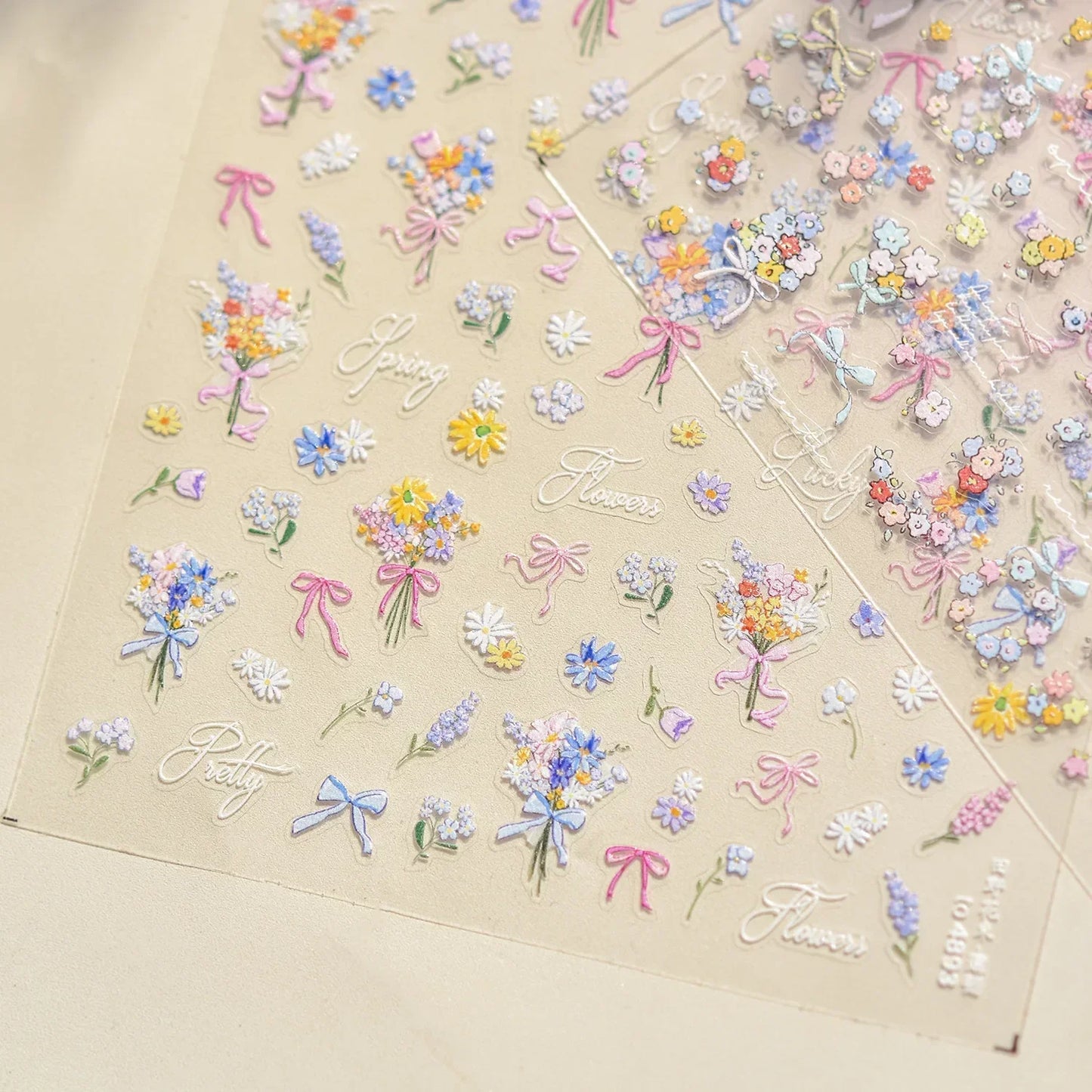 White Flower Petal Cherry Blossom Peach Blossom Falling Petal Floral Gradient 5D Self Adhesive Nail Art Sticker Manicure Decals