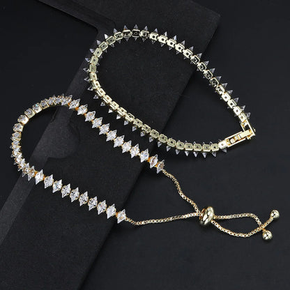 Luxury Dainty Tennis Bracelet for Women Silver Color Sparkling Cubic Zircon Stackable Chain Crystal Banquet Wedding Jewelry H085