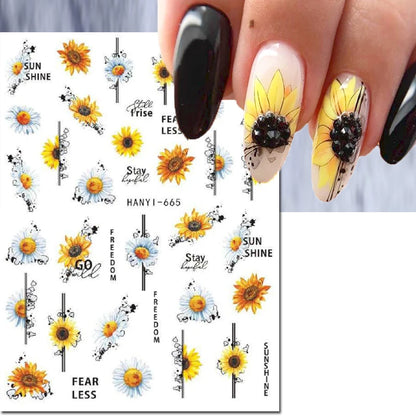 3d Nail Art Decals Elegant White RoyalBlue Roses Flowers Adhesive Sliders Nail Stickers Decoration For Nail Manicure