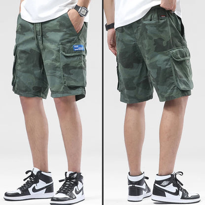 New Men Summer Outdoor Leisure Camouflage Comfortable Shorts Men Elastic Waist Loose Straight High-Quality Design Shorts Male