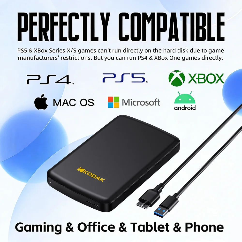 Kodak Portable External Hard Drive HDD P150 5Gbps USB3.0 External Hard Disk 500G 1TB Large-capacity Storage PS4/Xbox/PC