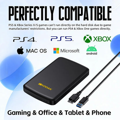 Kodak Portable External Hard Drive HDD P150 5Gbps USB3.0 External Hard Disk 500G 1TB Large-capacity Storage PS4/Xbox/PC