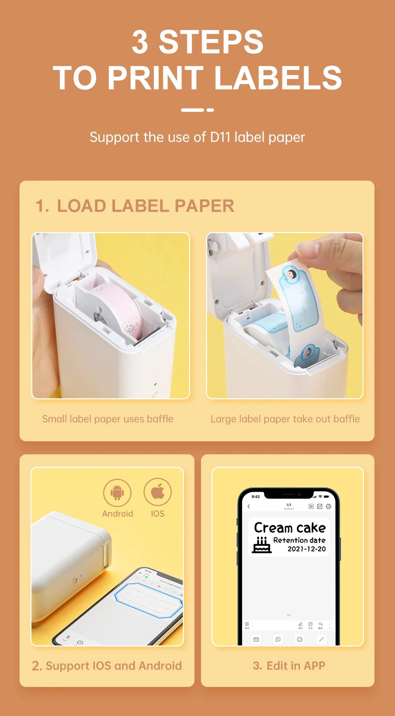 Niimbot D110 D11H 300dpi Bluetooth Label Printer Compact Wireless&Feature-Rich for Labeling Excellence Mobile Phone Durabiility