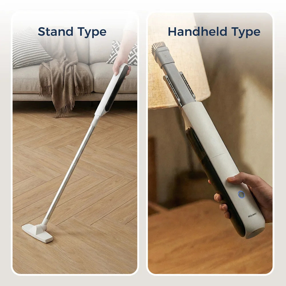 Handheld Vacuum Cleaner with LED Light, Portable Car Cordless Vacuum Cleaner with Powerful Suction and 7 Nozzles, Blowing, White