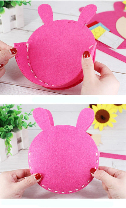 4Pcs Children Cartoon Non-woven Handicraft Toys Kids Handmade Bag DIY Animal Flower Handbags Crafts Art Sewing Toy Craft Decor