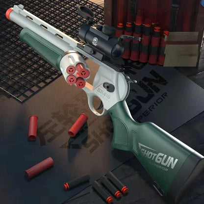 Revolver Toy Guns Shell Throwing Soft Bullet Launcher Outdoor CS Shotgun Shooting Game Model Toy for Children Kids Christmas