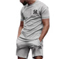 New hot selling 2026 men's two-piece sportswear short sleeved T-shirt and pants set running and fitness sportswear summer