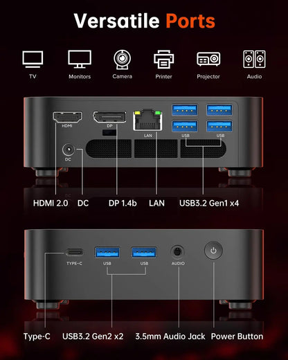 ACEMAGIC AMD Ryzen 5 7430U Mini PC 16GB LPDDR4X RAM 512GB SSD Windows 11 Pro Small Form Factor Computer WiFi 6 Triple Display PC