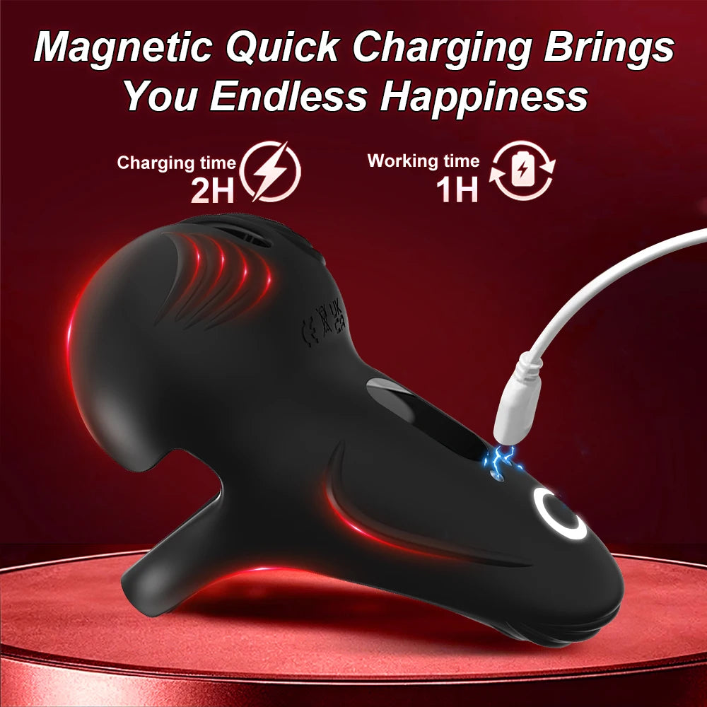 Penis Cock Ring Male Vibrator Perineal  Stimulator 10 Vibrating  Ejaculation Delay 360° Wrapping Testicle Adult Sexy Toy