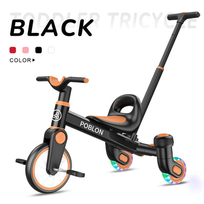 3-IN-1 Toddler Tricycle For 1.5-5 Years Old Drift Trike With 360° Spin Light Up Wheels Adjustable Seat Strong Frame Easy Assembly 3 Ride Modes Toddler Bike For Boys And Girls Indoor Outdoor Use White Pink Black Red