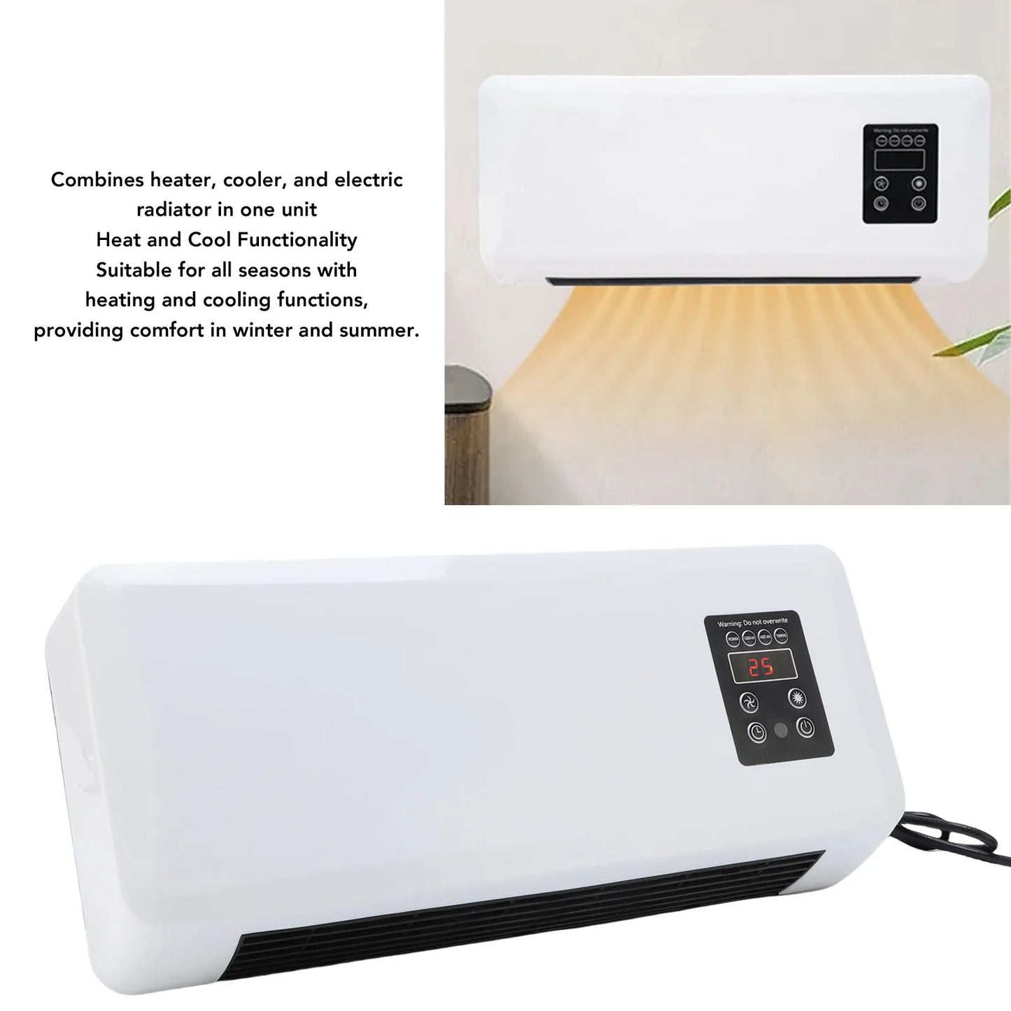 Wall Mounted Heater Cooler Energy Efficient Climate Control Small Cooling Heater Machine for Home Bedroom