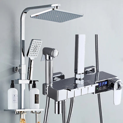 Gold Piano Digital Display Bathroom Shower Set Brass Bathroom Faucet Accessories Thermostatic Digital Bathroom Shower System