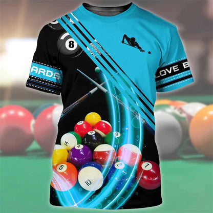 Love Billiards Snooker Fitness T Shirt 3D Print Gym Clothing Men Shirts Fashion Streetwear T-shirt Funny Unisex Short Sleeve Top