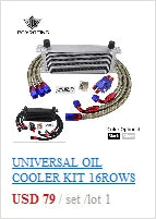 Universal 13 Rows Oil Cooler Kit + Oil Filter Sandwich Adapter + Nylon Stainless Steel Braided An10 Hose W/ PQY Sticker+Box